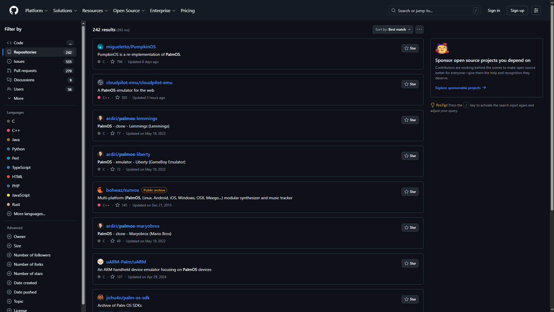 GitHub (PalmOS)