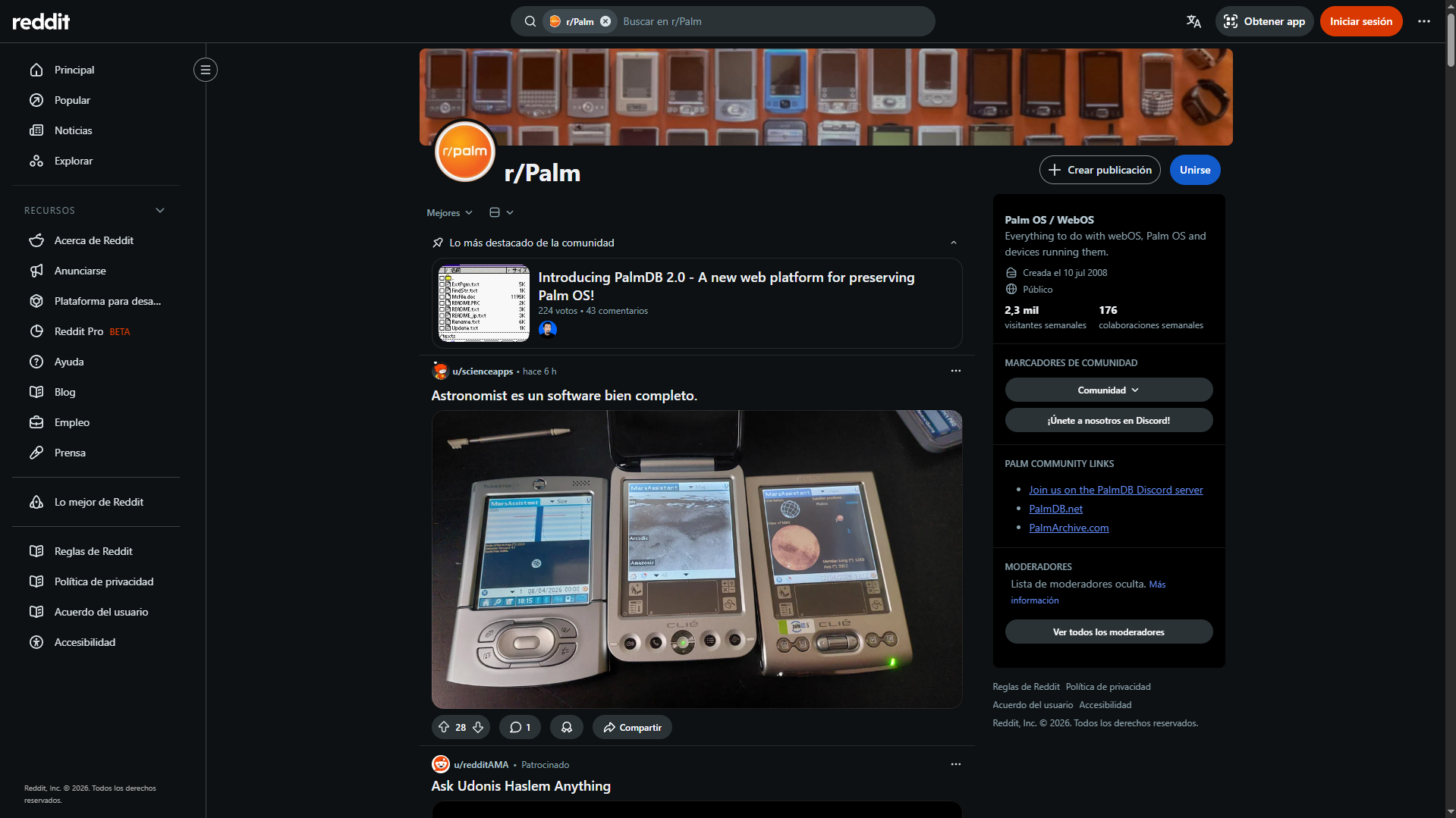 Reddit r/palm